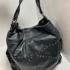 B Makowsky Black Leather Hobo Bag, EUC